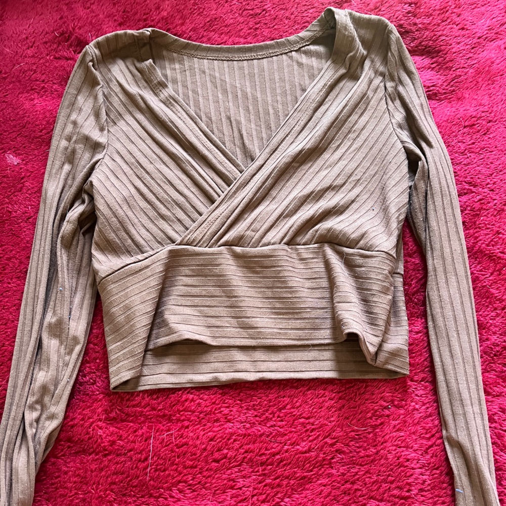 Striped Brown Long Sleeve Top